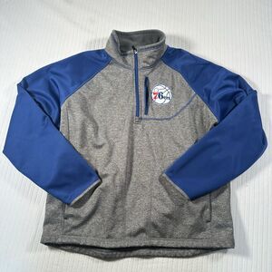 Philadelphia 76ers 1/4 Zip Jacket Youth Large 16-18 GIII Carl Banks Gray